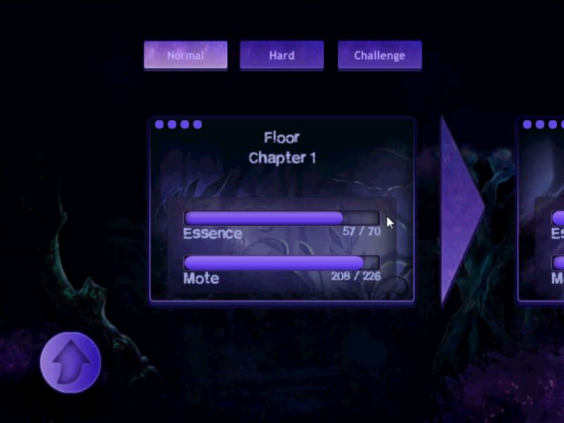 Difficulty and level selection screen.