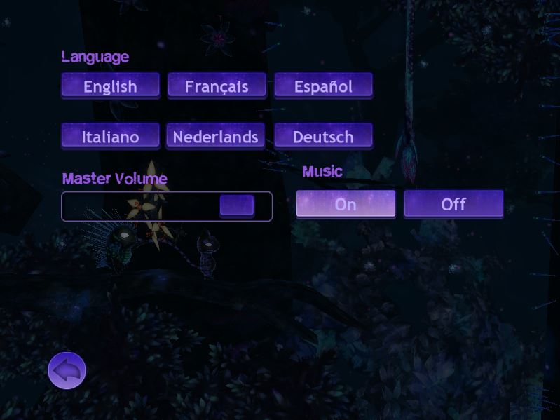 Language selection menu. One of the most impressive parts of the game.