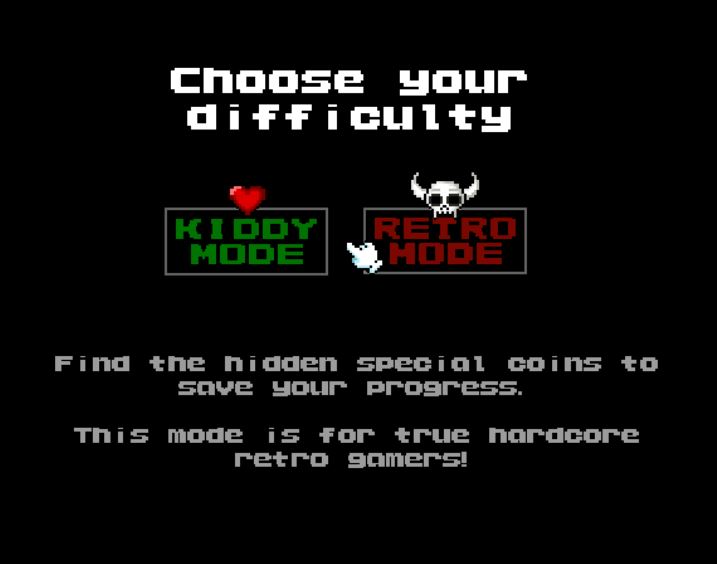 Difficulty selection screen.