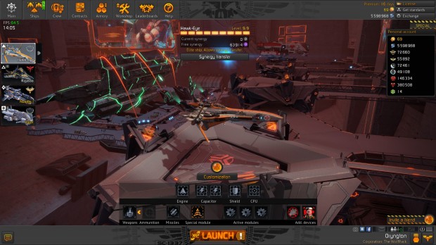 Jericho Hangar and the various in-game currency (top right)